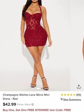 Fashion Nova Red Lace Micro Mini Halter Dress